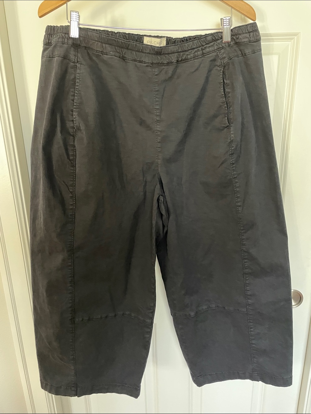 Anthropologie Pilcro Izzie Relaxed Poplin Pull-On Barrel Pants Size 1X Cropped - Picture 7 of 13